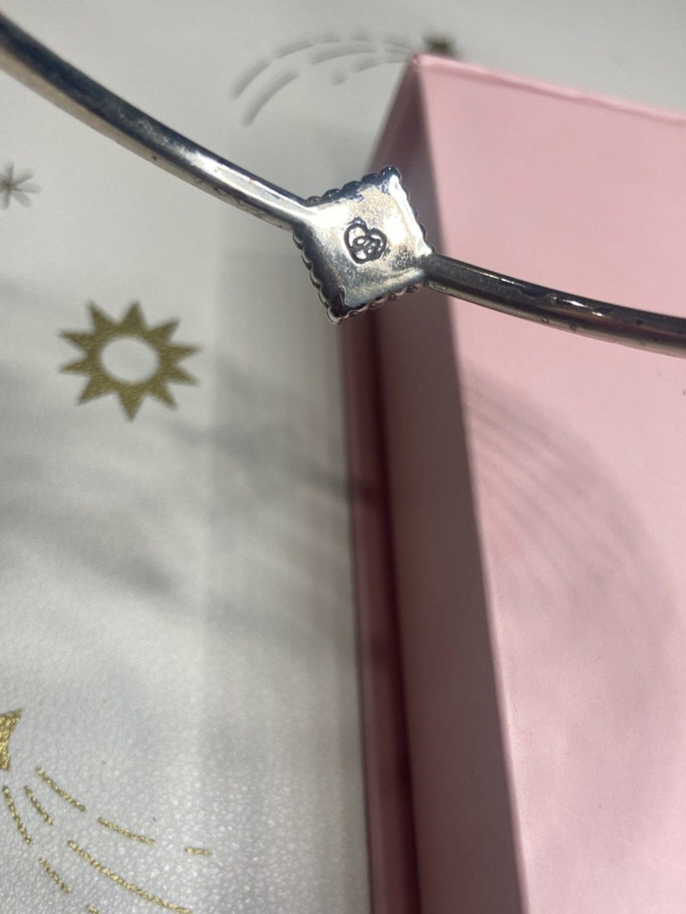 Delicate Silver-Tone Brighton Twinkle  Bangle with Square Clear Crystal Accents - Picture 3 of 9